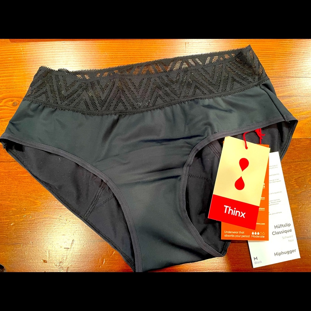 NWT Thinx hiphugger, black, size M
